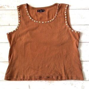 Women’s L/G Brown Ribbed Tank Top Shirt Spenser Jeremy Size Large